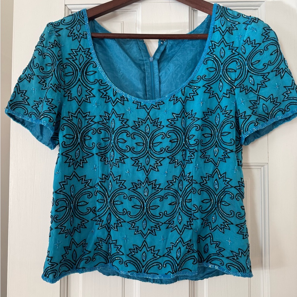Vintage blue sequins top